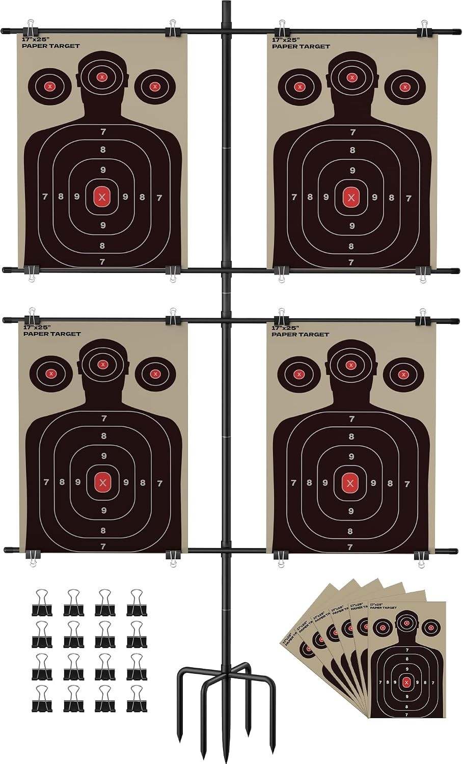 Adjustable 5-Prong Base Shooting Target Stand, Portable Medium, Black