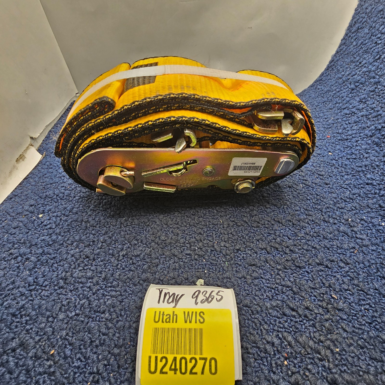 531211GRA: 12 ft E-Track Snap Lock Poly Tie Down Ratchet Strap Fits Kinedyne