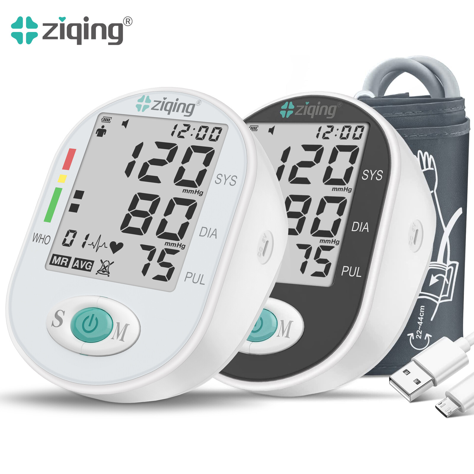 Ziqing Digital Upper Arm Blood Pressure Monitor Automatic Heart Rate Detection