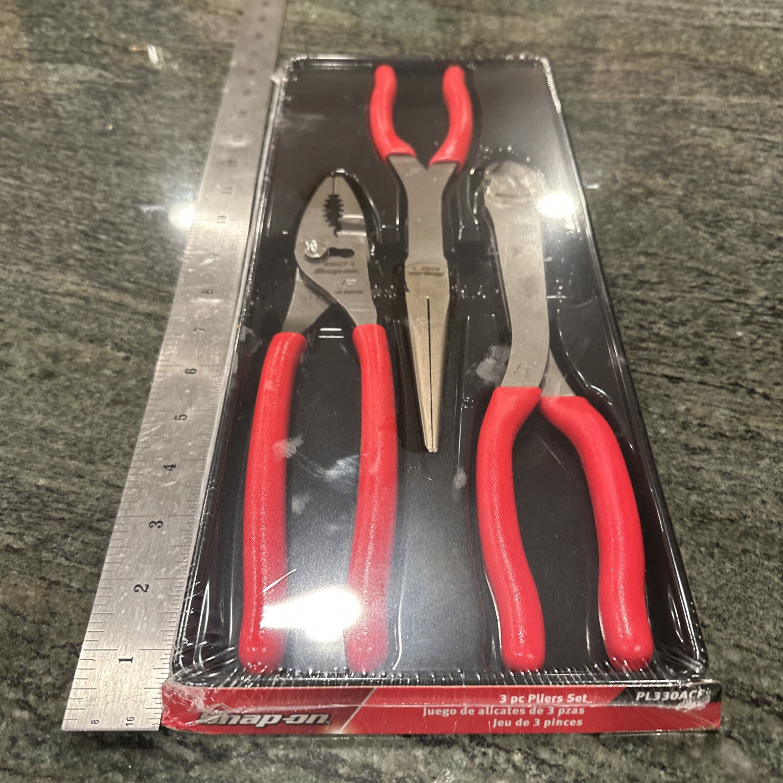 Snap On pl330acf 3 pc long nose pliers set sealed  red
