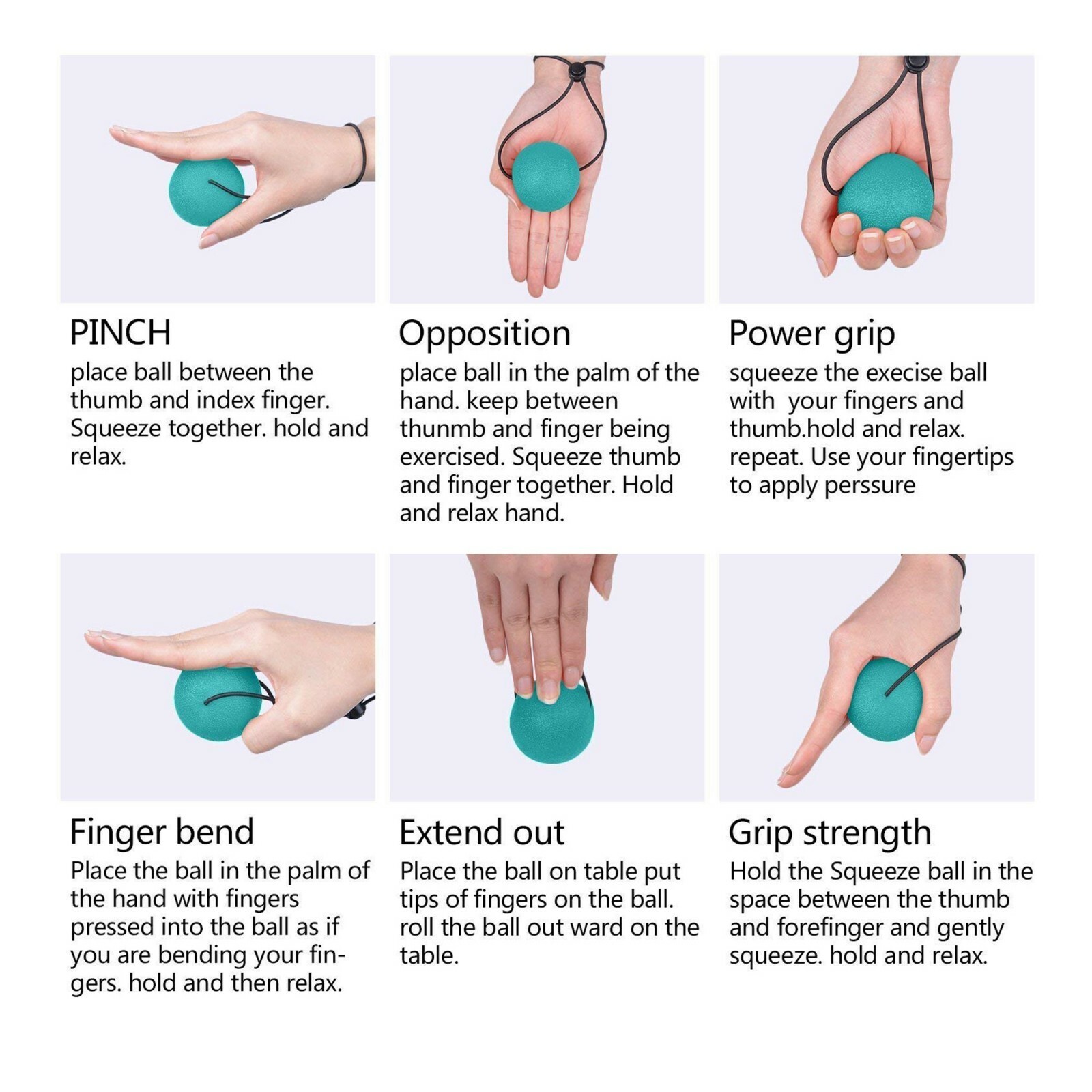 Adore Pro Secure Stress Ball On A String 1 Squeeze Ball Hand Grip Therapy Relief