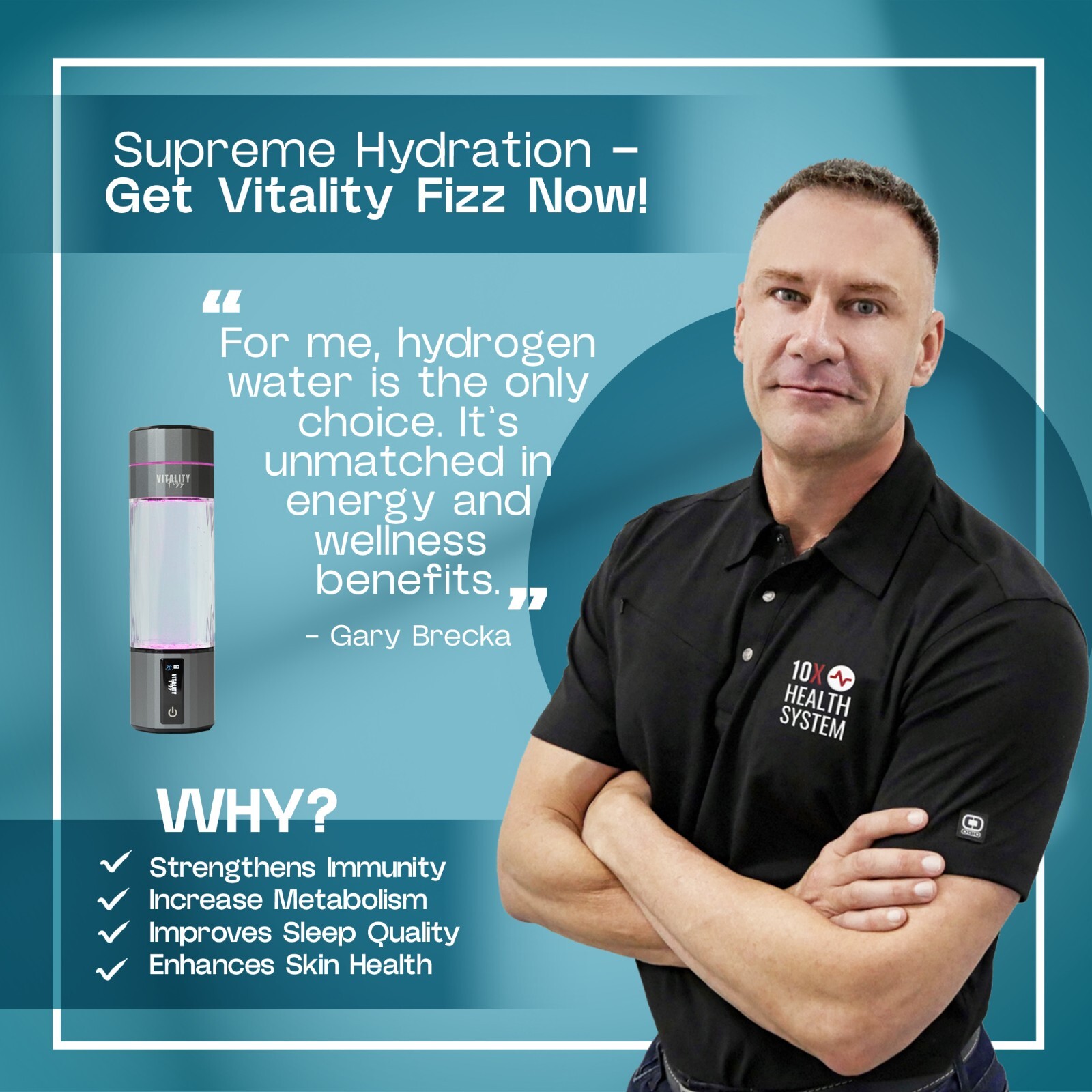 Open Box Vitality Fizz Hydrogen Bottle w/ Inhaler Kit | 6000+ PPB | SPE/PEM Tech