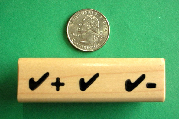 Check + / Check / Check Minus wood mounted rubber stamp