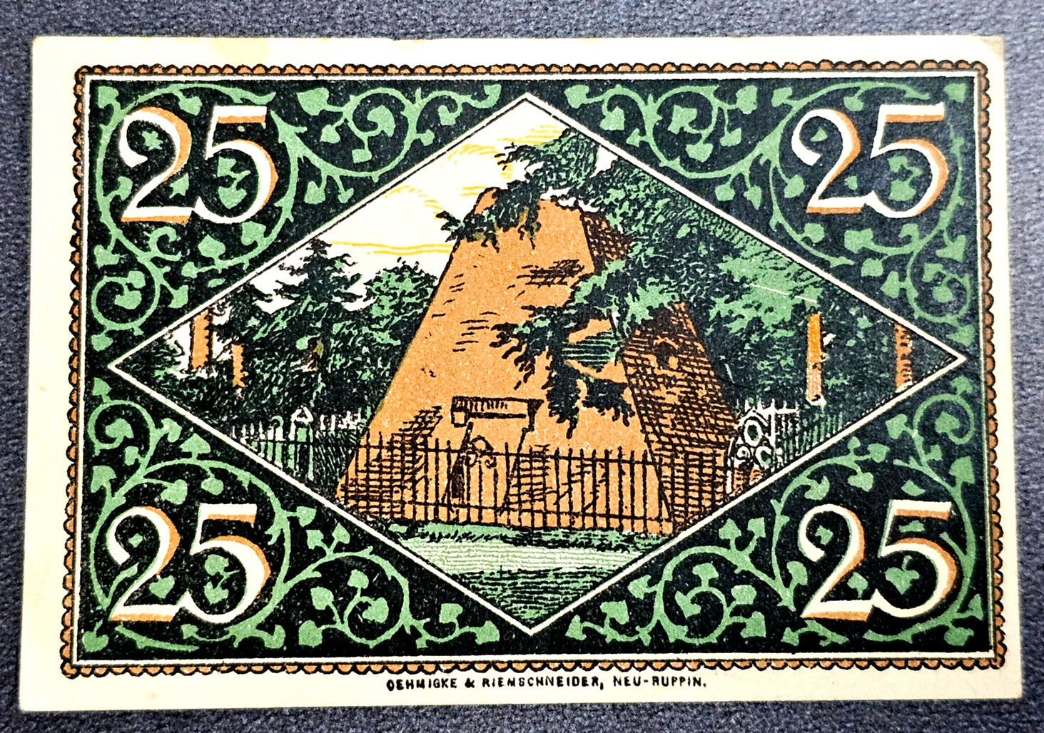 RHEINSBERG NOTGELD 25 PFENNIG 1921 EMERGENCY MONEY GERMANY BANKNOTE (34054)