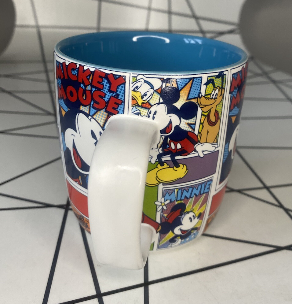 Disney Store Mug Cup - Mickey Mouse Comic Strip, Blue Inside