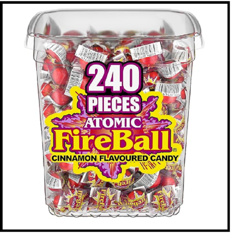 Atomic Fireballs Candy 4.05 Pound Bulk Tub 240 Count 1 Pack Red Hot Flavor