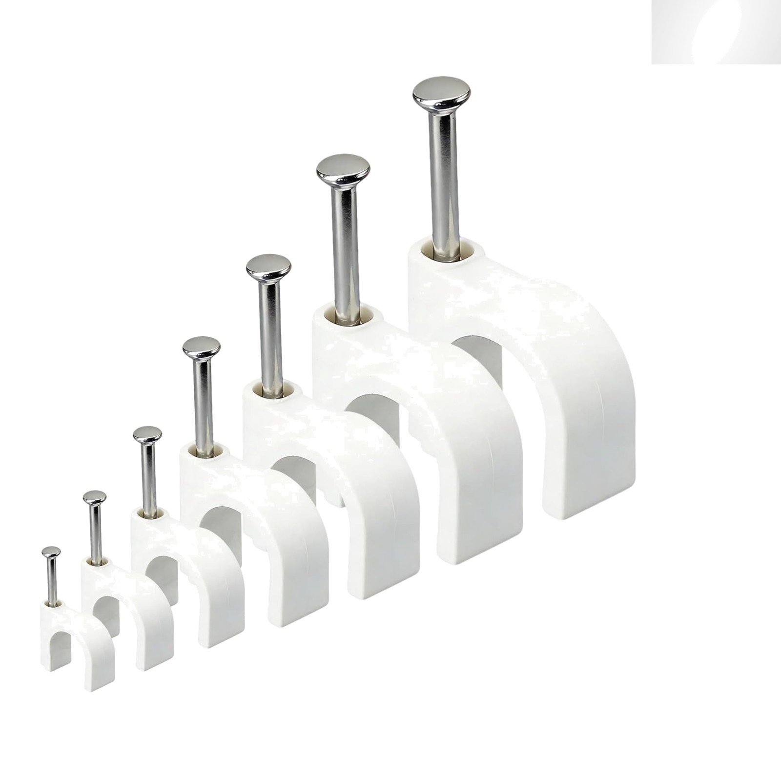 350 Multi-Size White Cable Clips with Steel Nails | Quick Installation Solution