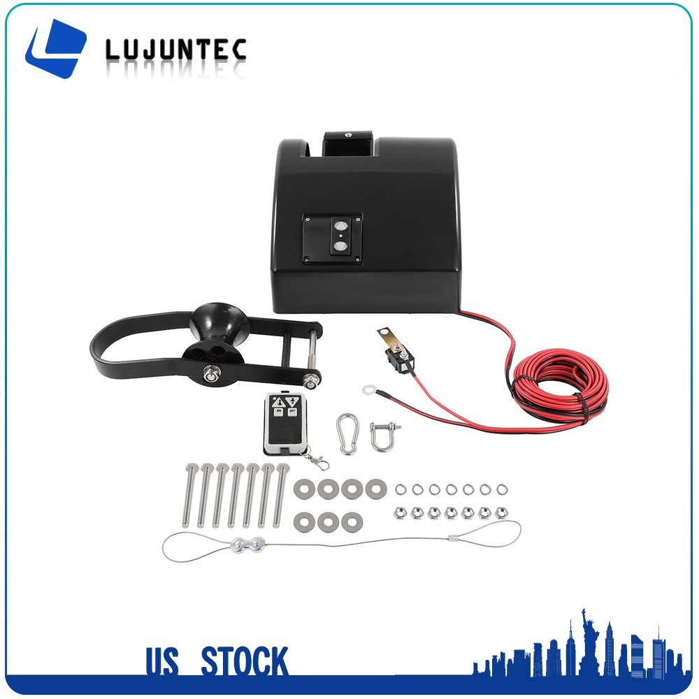 Boat Marine Electric Anchor Winch Boat Winch w/ Anchor Roller & Remote Control