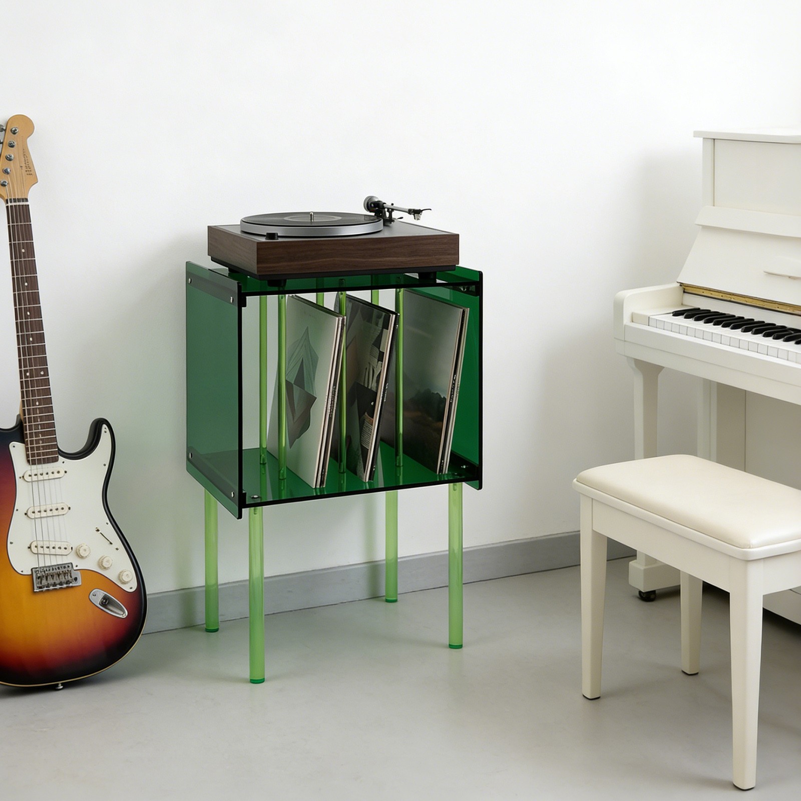 Record Player Stand with Storage Acrylic Side Table Acrylic Record Player Stand