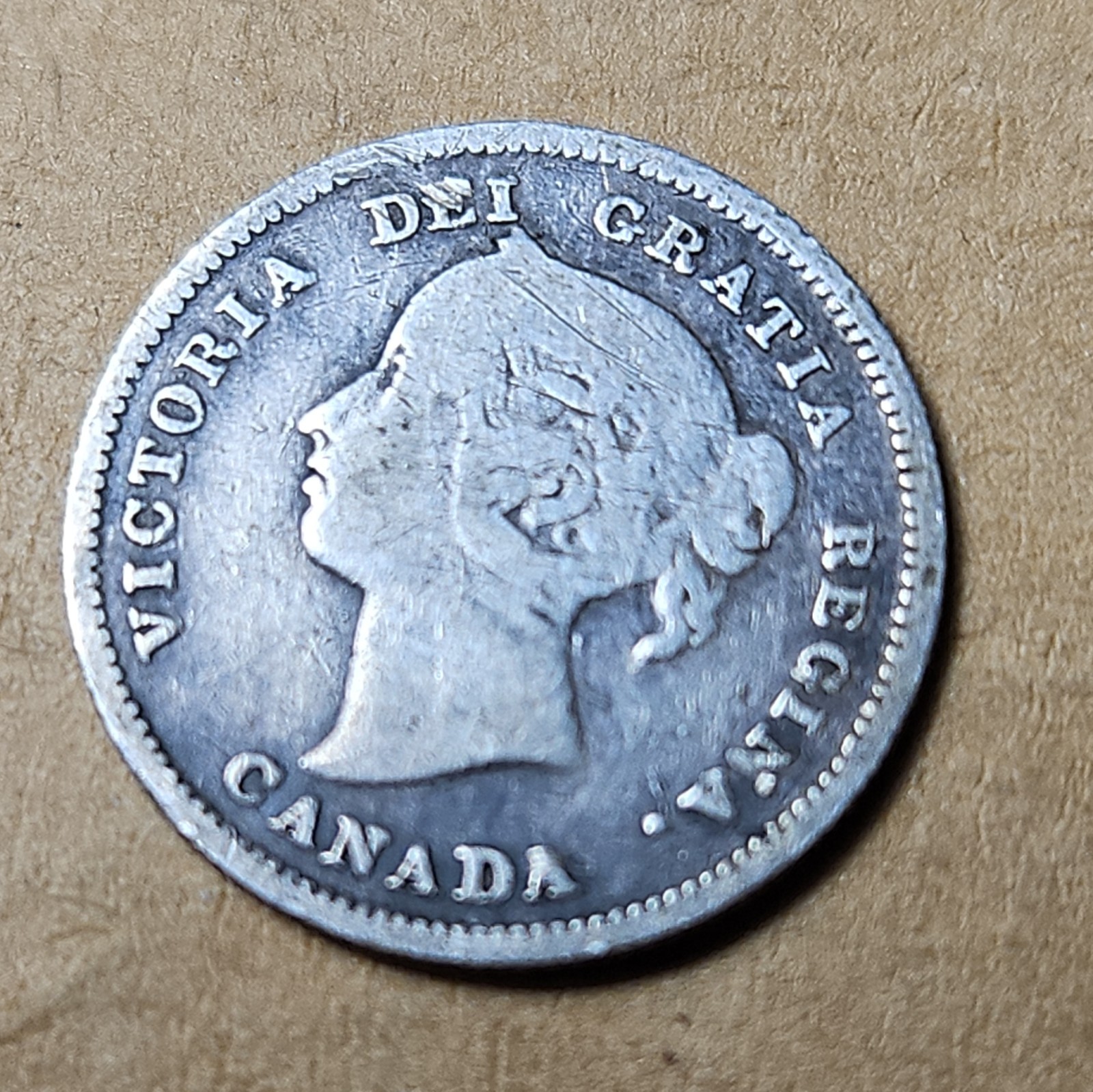 1885 Canada Silver 5 Cents - Queen Victoria - Narrow 5 - KM#2 - .925