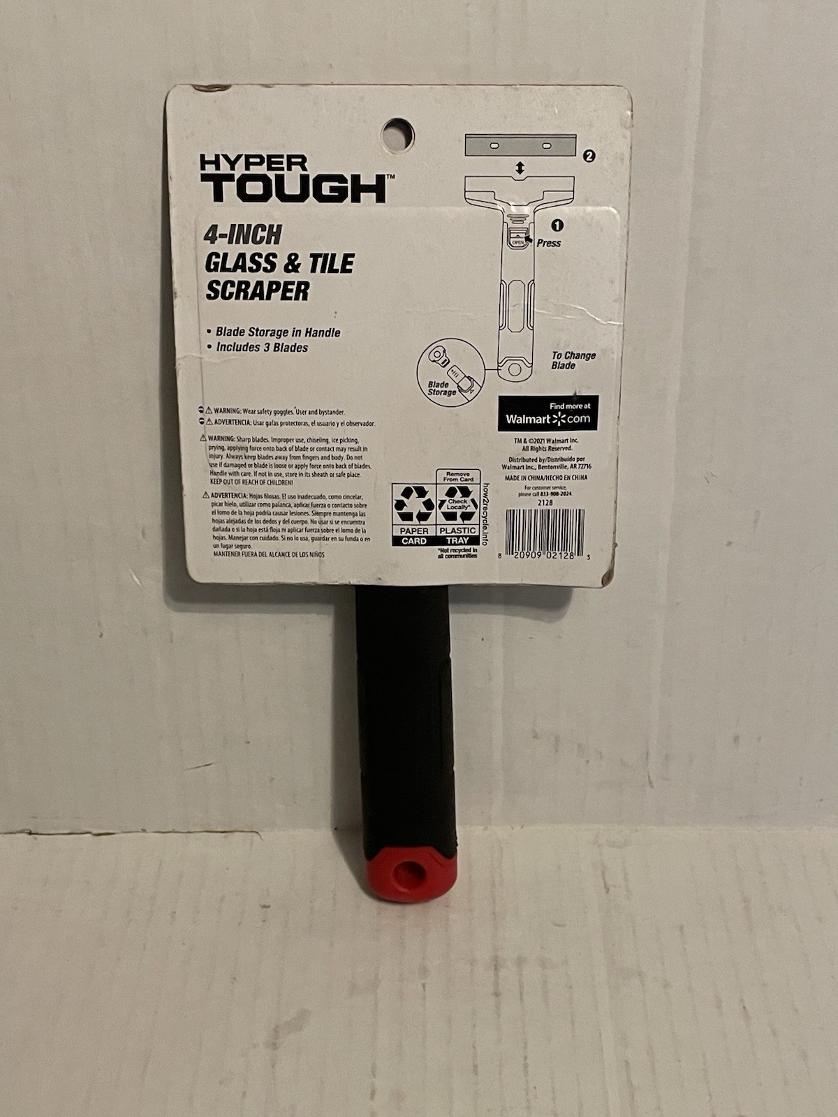 Hyper Tough | 4 in Soft Grip Plastic Glass & Tile Scraper with 3 Blades