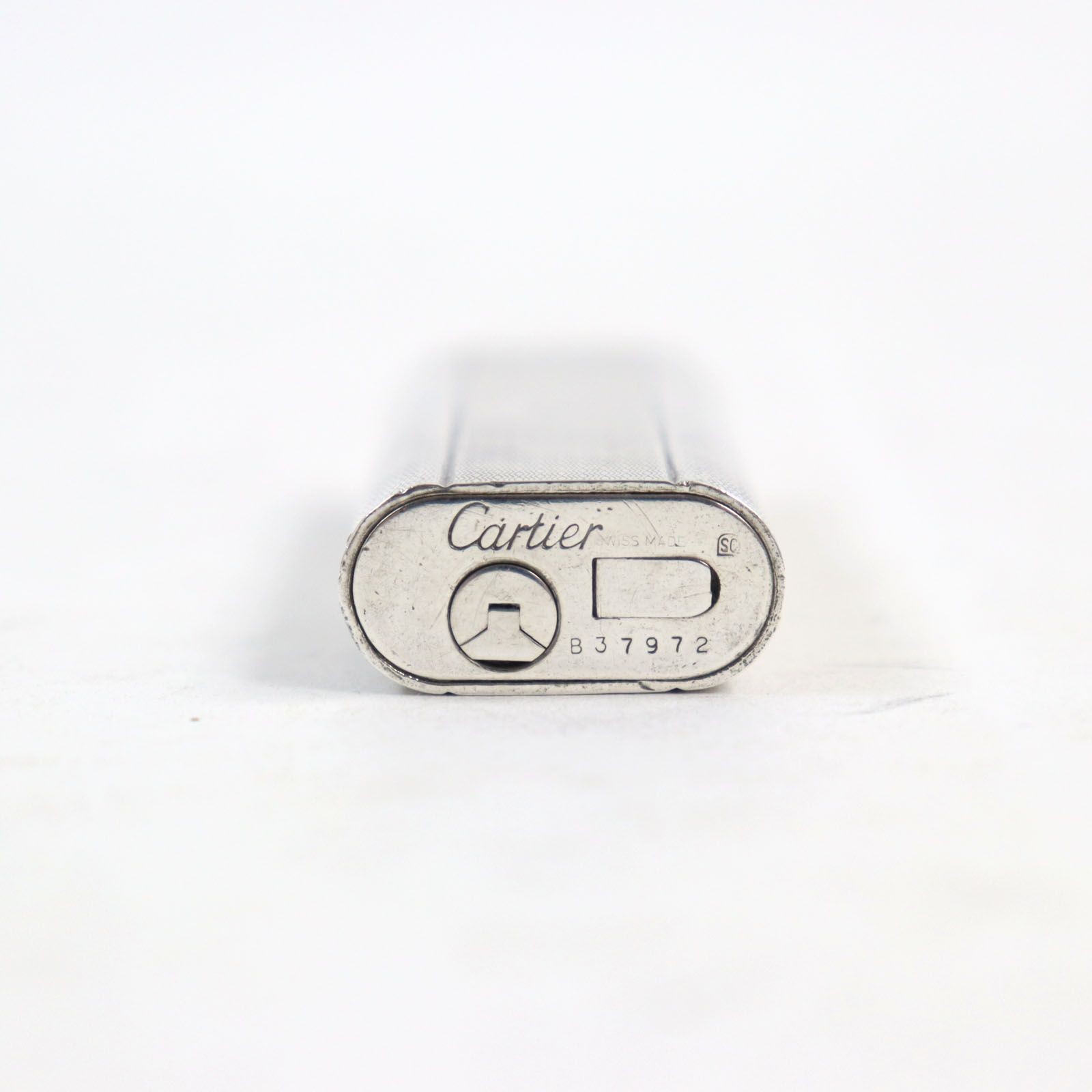 Cartier Oval Roller All-over pattern Gas Lighter Silver No Box Tested & Working