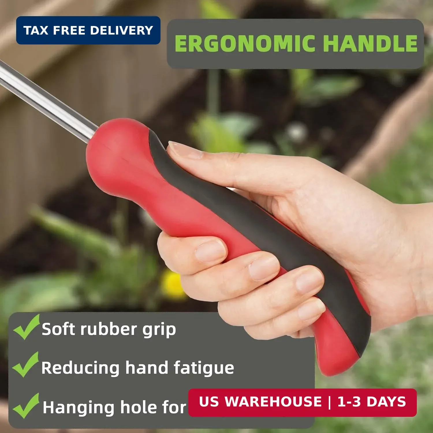 Weed Puller Tool, Dandelion Weeder Puller Tool with Soft Handle, Two-Pronged For