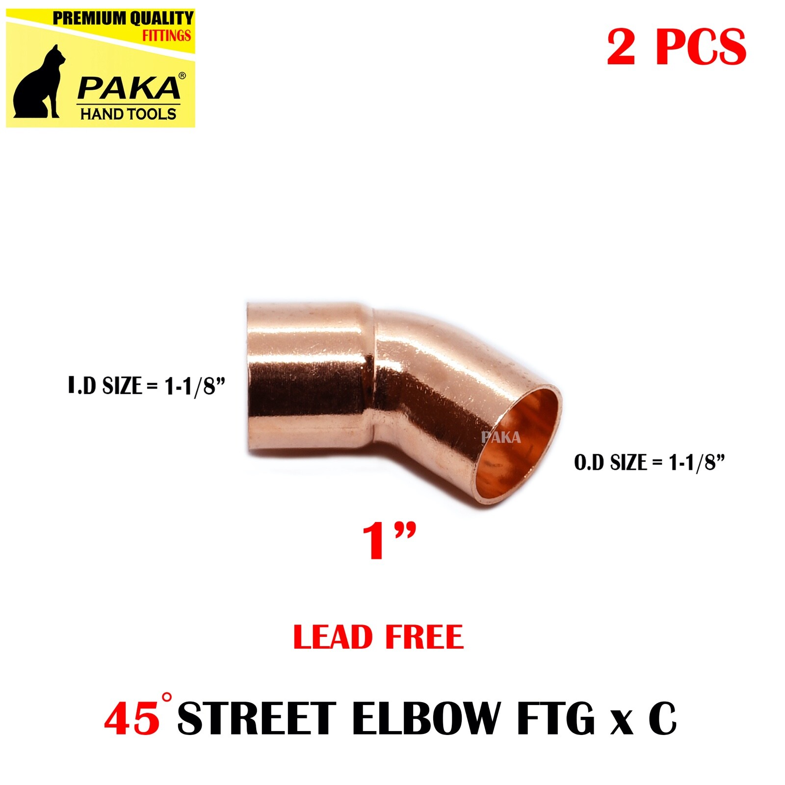1" 45 Degrees Street Elbow FTG x C - COPPER PIPE FITTING (2 PCS )