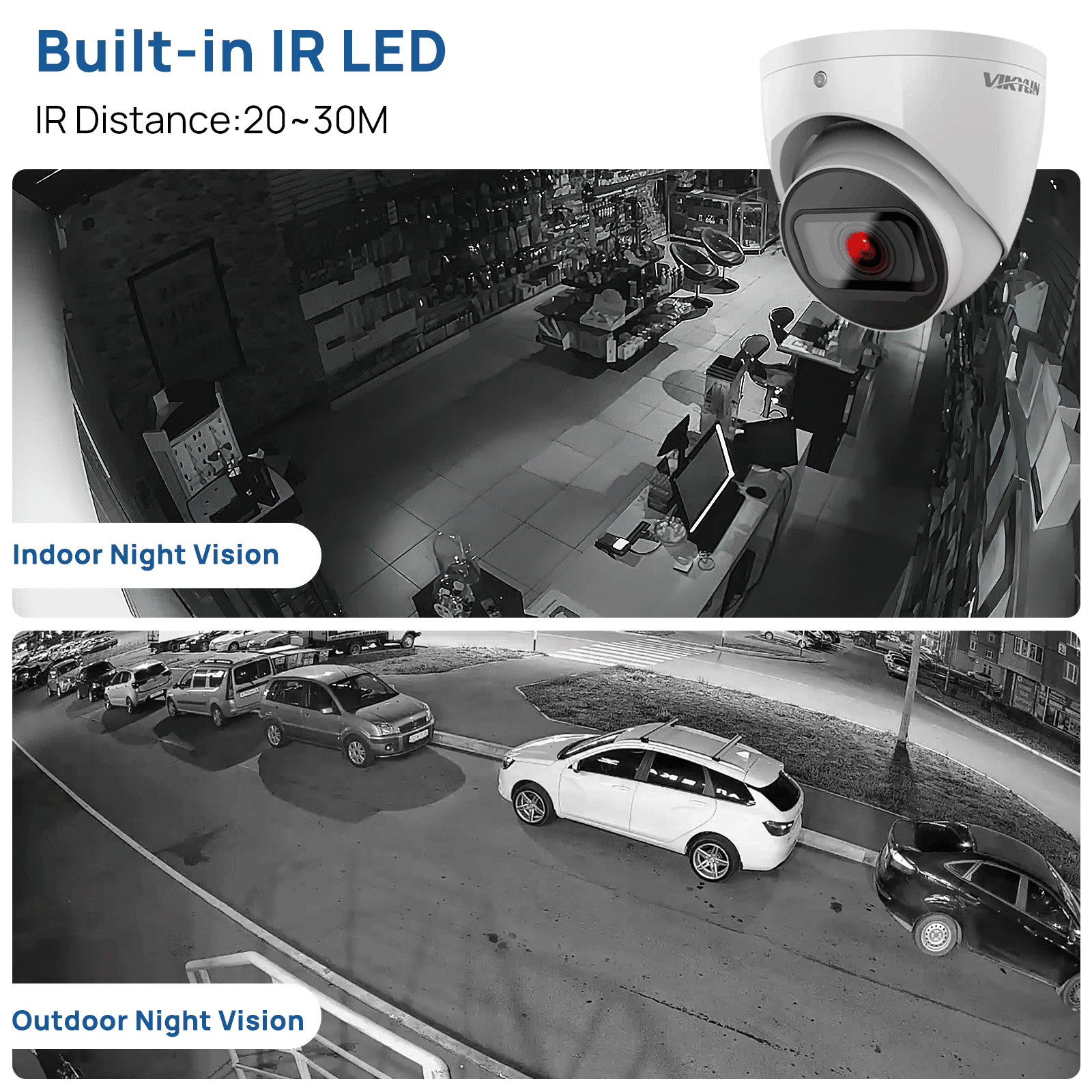 VIKYLIN 4K 8MP IR Starlight IP Dome Network Camera Built-in Mic Smart Detection
