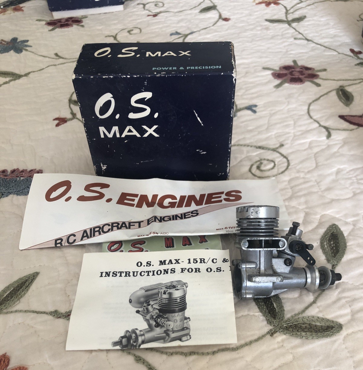 OS MAX 15 R/C ENGINE w/Original Box & Instructions  NO MUFFLER Clean Untested