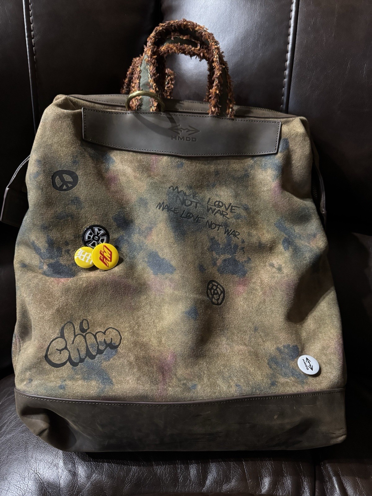 HMDD Camo Graffiti Backpack Leather Straps