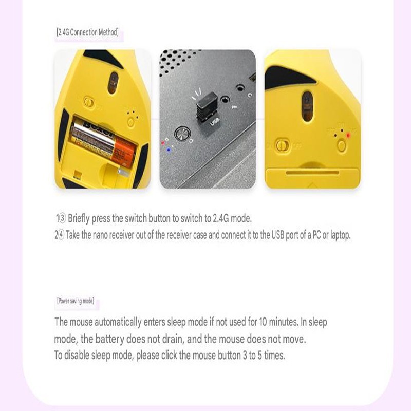 Pokemon Genuine Ditto Pikachu Bluetooth Vertical Mouse 2.4Ghz Wireless Mouse