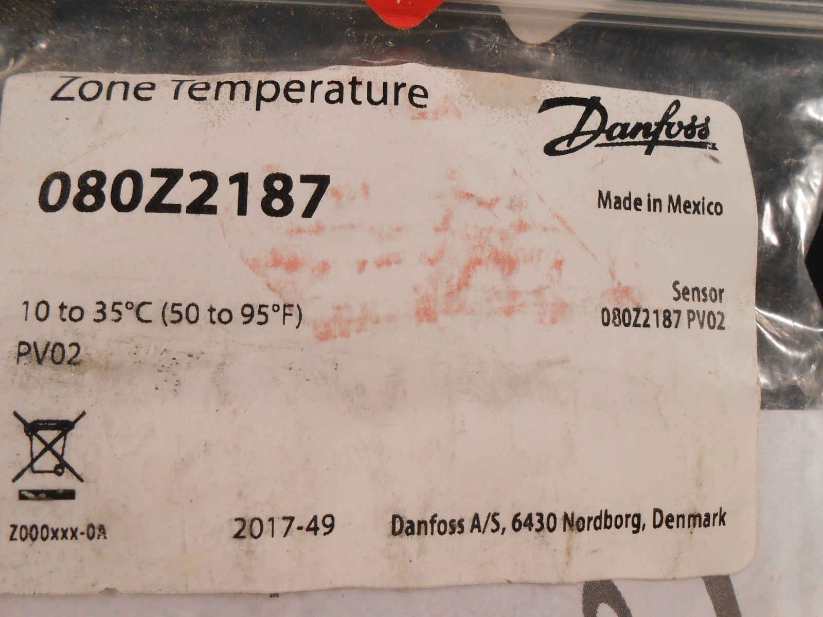 Danfoss 080Z2187 pv02 Zone Temperature Sensor