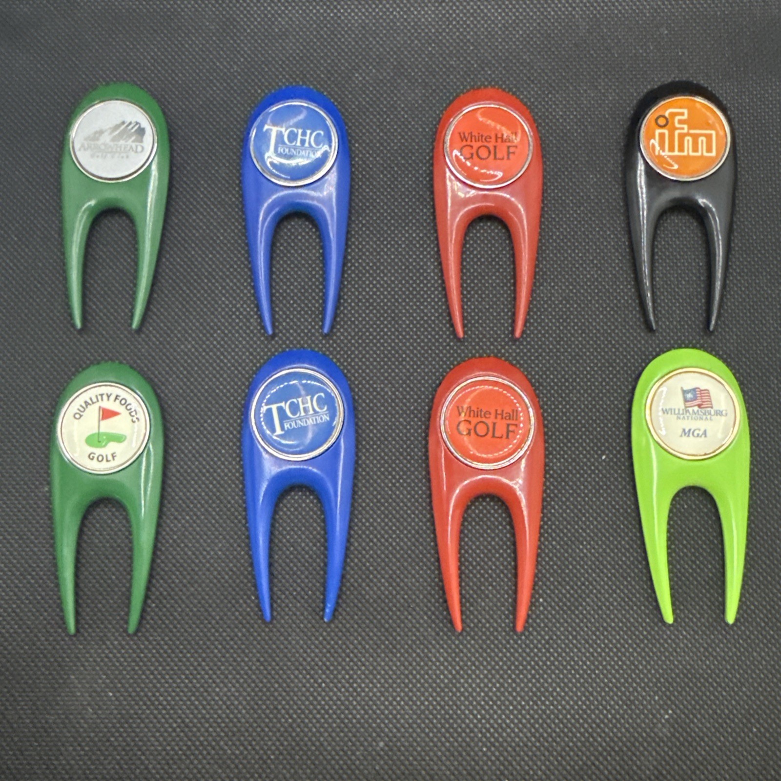 A Lot Of 8 Multi Branded Divot Repair Tools With Magnetic Ball Marker