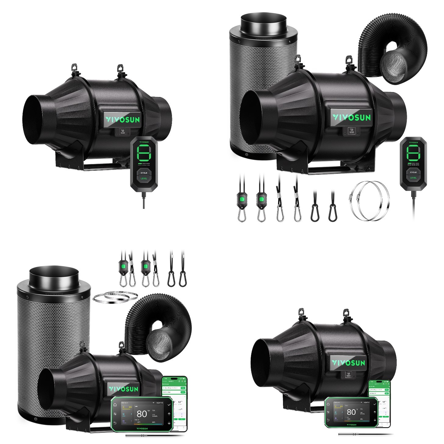 VIVOSUN AeroZesh T4/T6  Inline Duct Fan Smart Ventilation System For Grow Tent