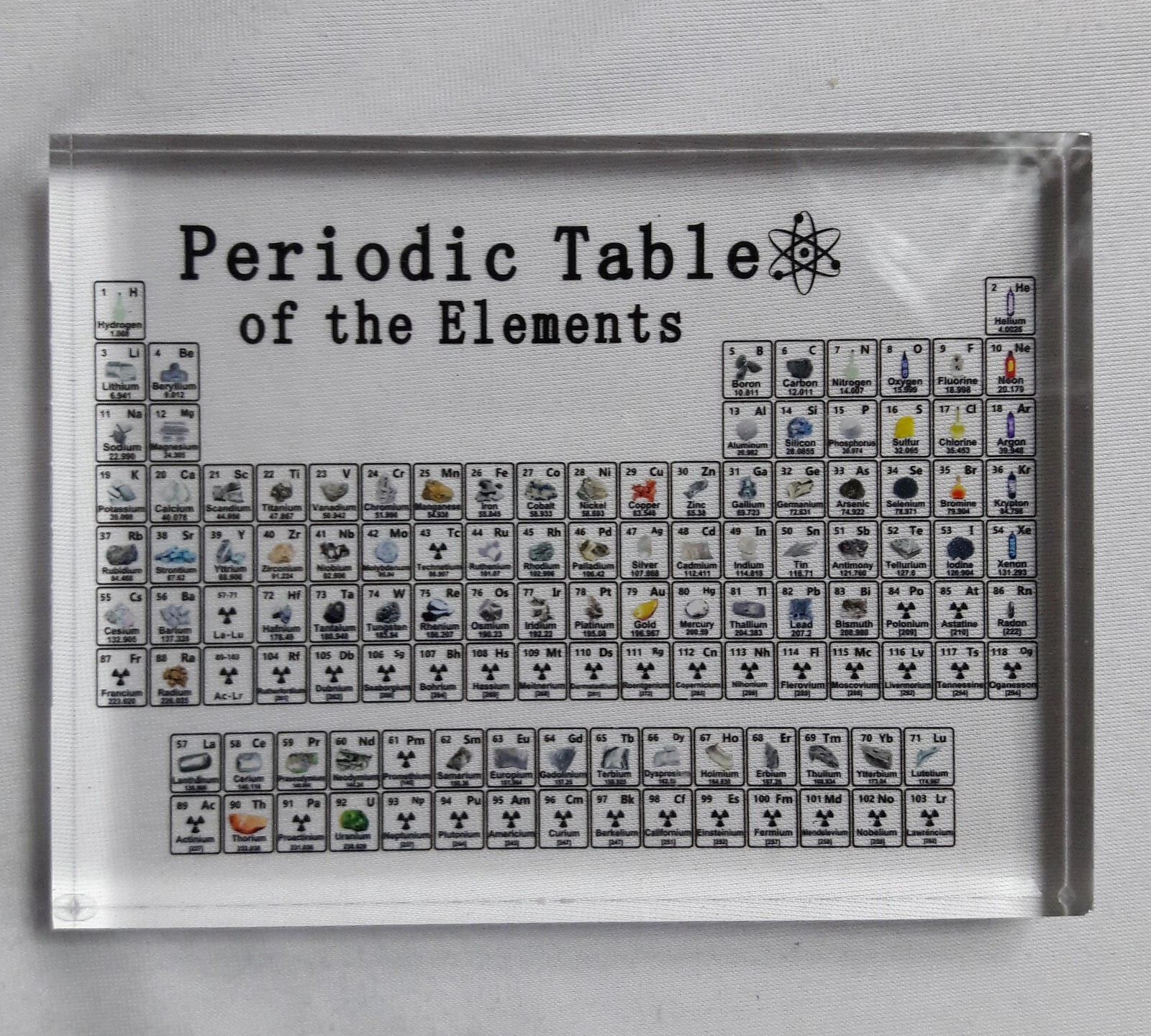 New, 4.5”x6” Crystal Acrylic Periodic Table