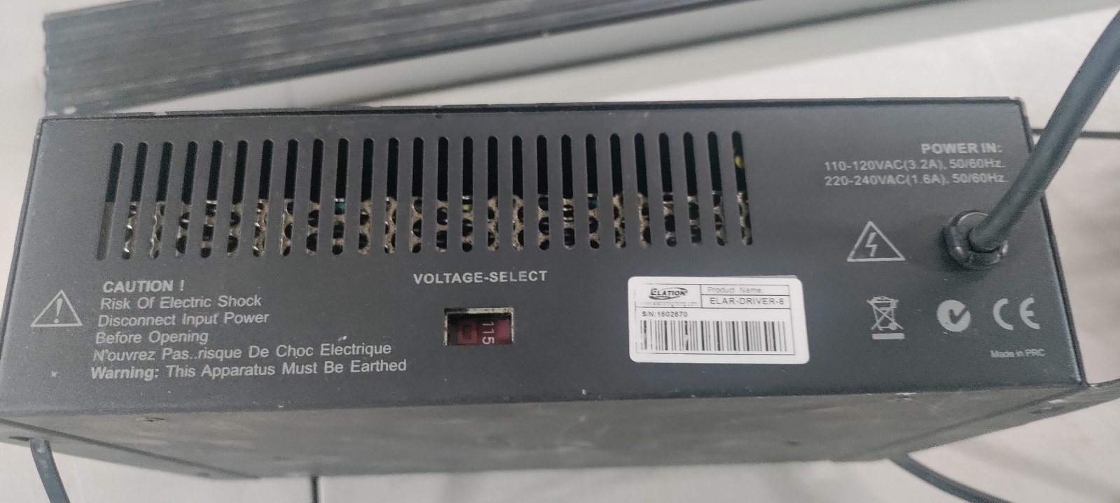 Elation ELAR- DRIVER-8. Lighting Controller Power on Tested