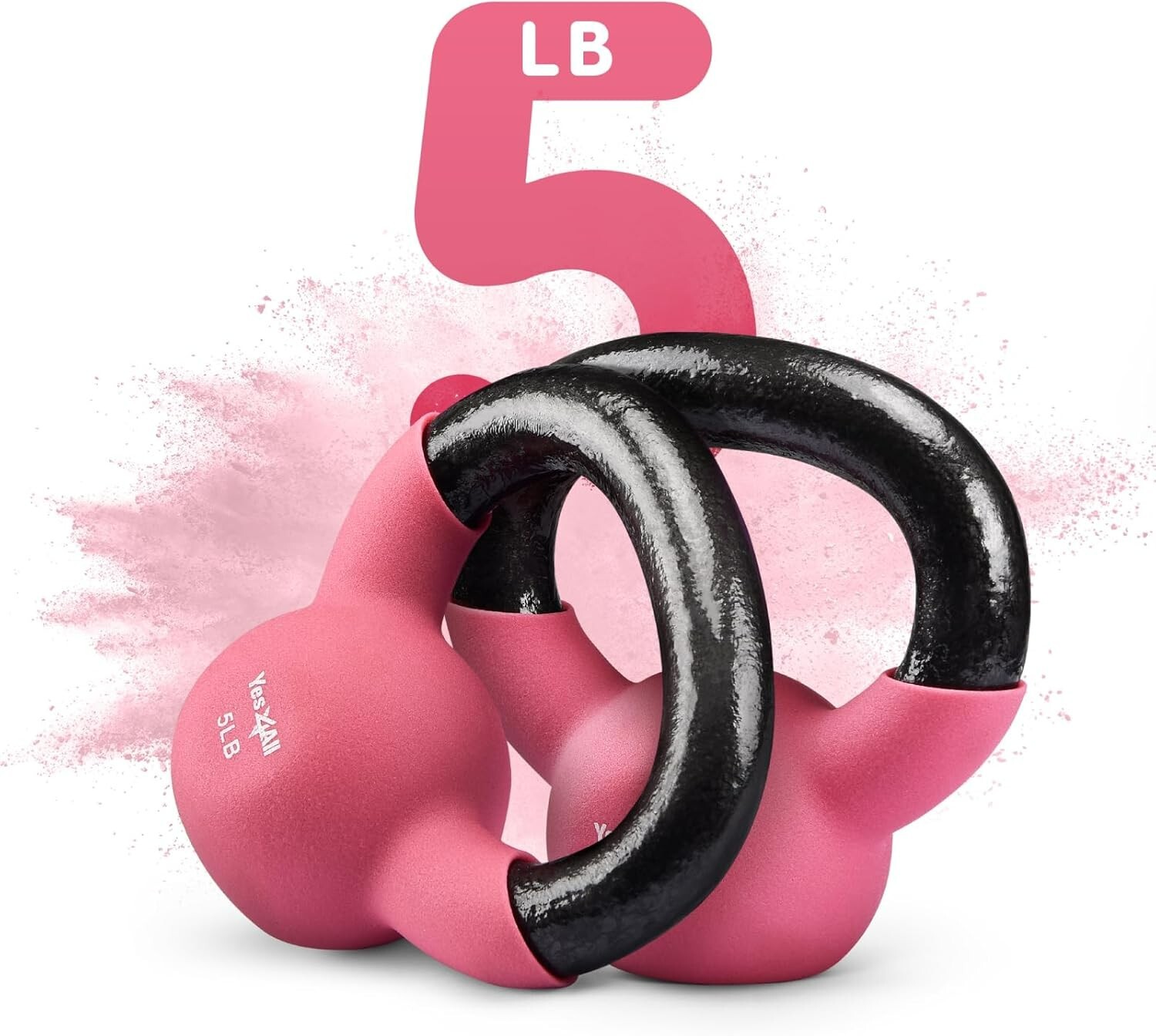 2X Kettlebells 5lbs Pair Kettlebells Cast Iron & Neoprene for Weight Training US