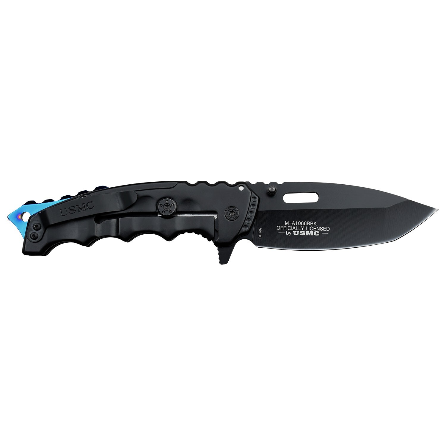 USMC MARINES Spring Assisted Open OFFICIALLY LICENSED Blue Pocket Knife