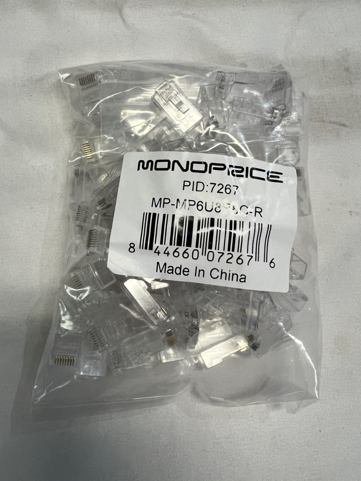 Monoprice Cat6 Plug Stranded W/Insert 50U 100pcs/Bag