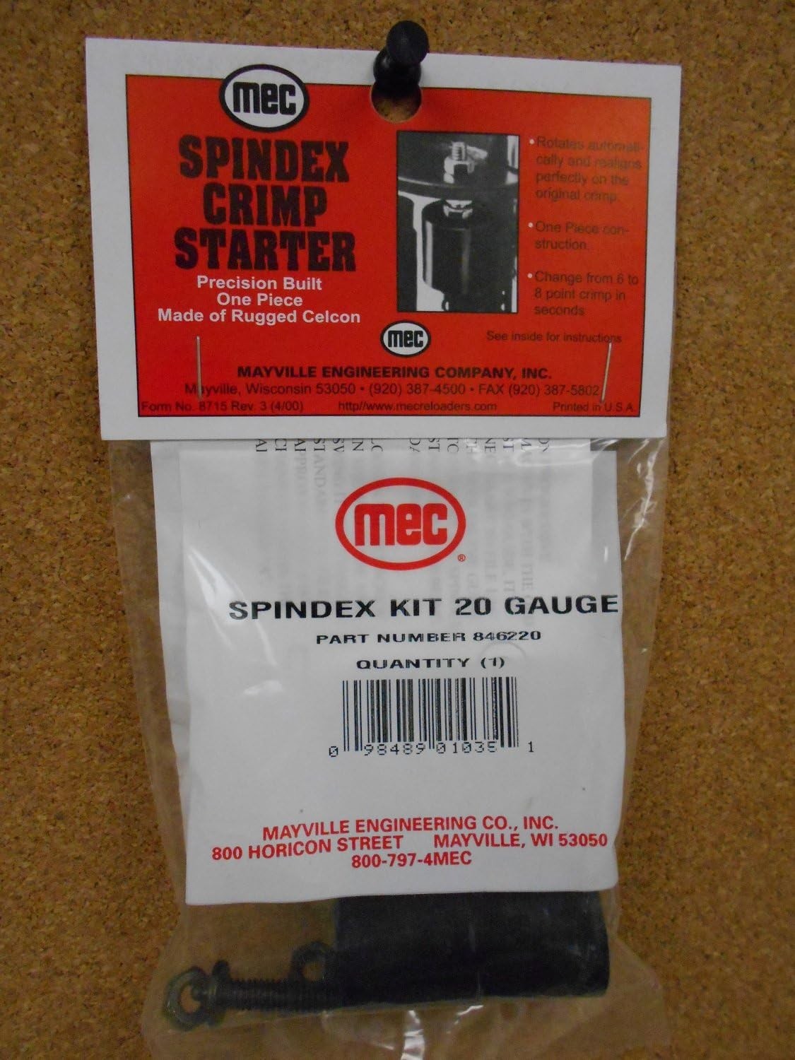 Mec Reloader Crimp Starter Spindex Kit 20 Gauge 6 & 8 Point 846220
