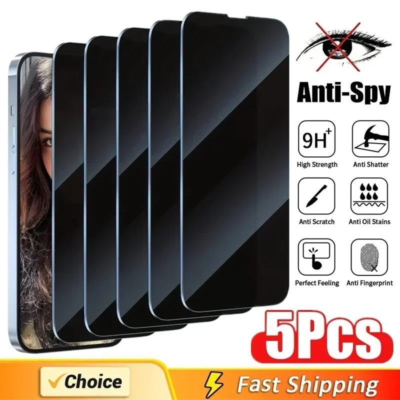5 Pack Privacy Screen Protector | iPhone Anti Spy Full Cover Glass