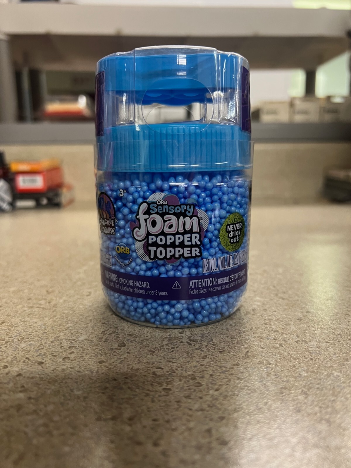 Orb Sensory Foam Popper Topper Crackle Squish Never Dries Out Blue New