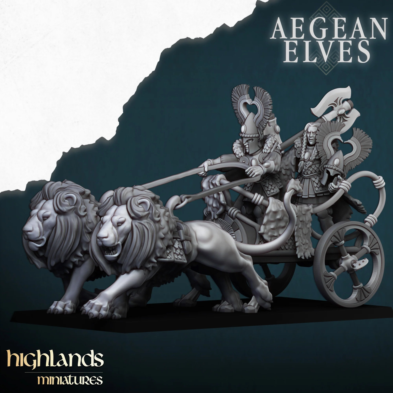 Aegean Elves Nemean Lion Chariot - 28-32mm Aegean - Resin Tabletop Miniature