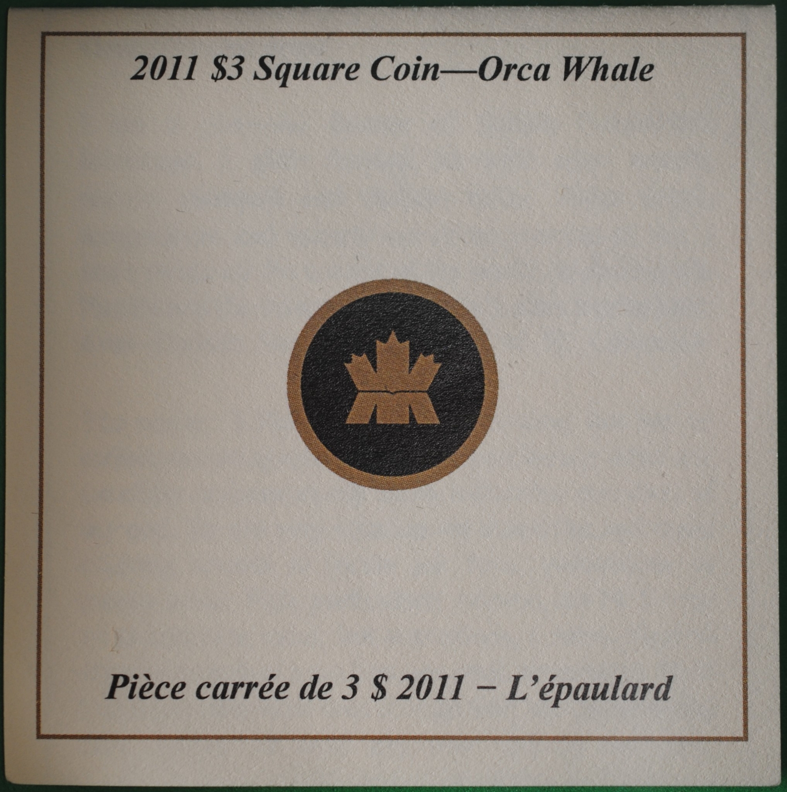 2011 Canada 3 Dollars Proof Orca