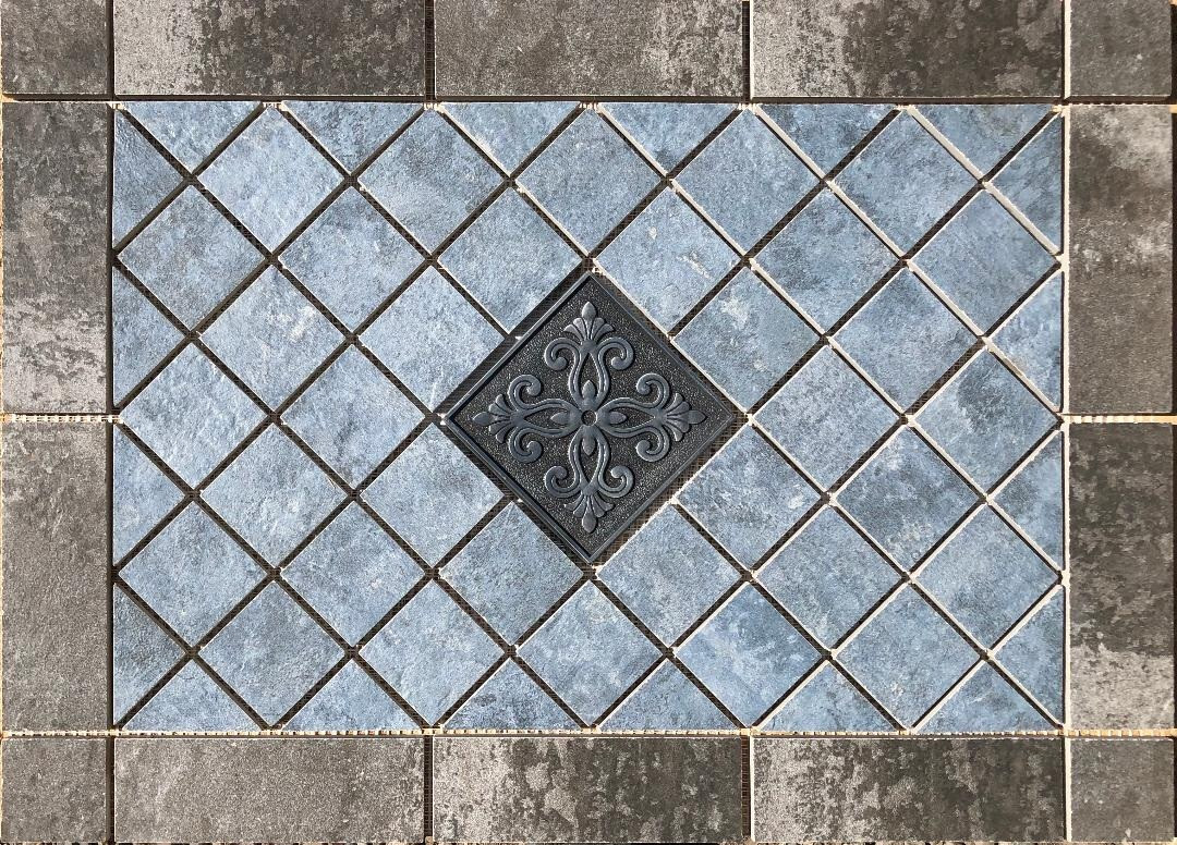 21 1/2" X 15 5/8" Tile Medallion - Happy Floors French Quarter  - metal accent