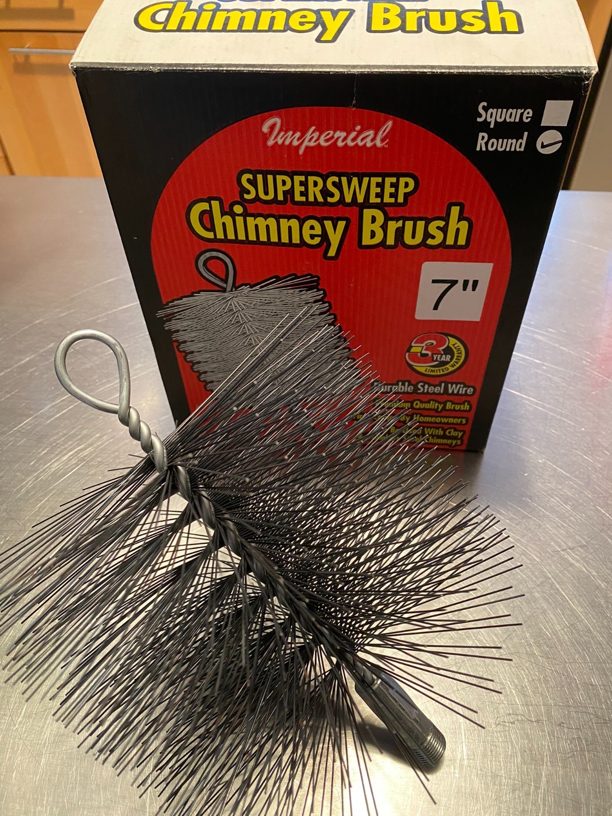 Imperial Mfg. 7" Round Wire Chimney Brush 3/8" NPSM Male Thread