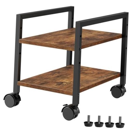 PC Stand, 2-Tier PC Tower Stand Fits Most Computer Towers, Rustic Brown, Black