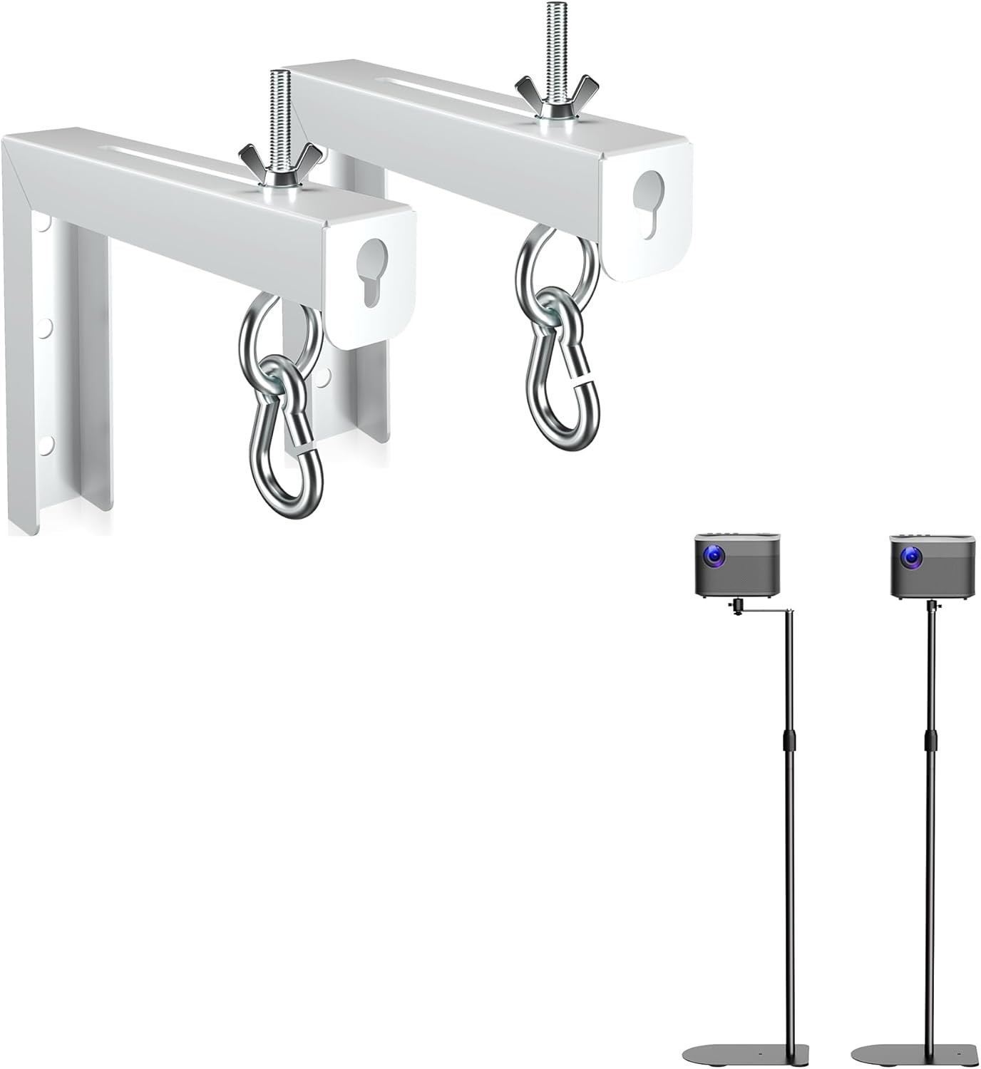 Projector Screen Wall Mount & 2-In-1 Projector Stand Bundle