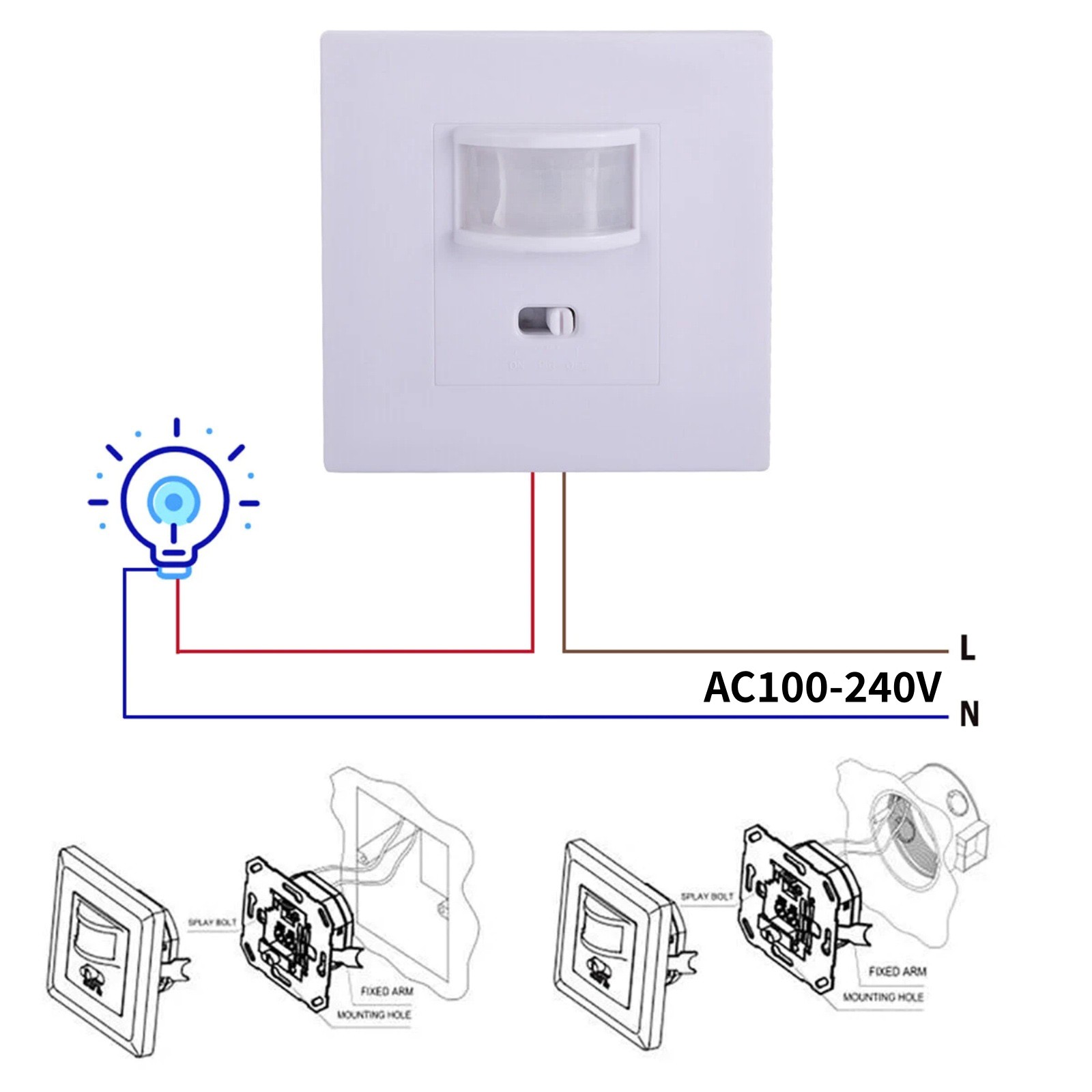 Motion Detector Switch AC100-240V High Quality Replacement for Light Control
