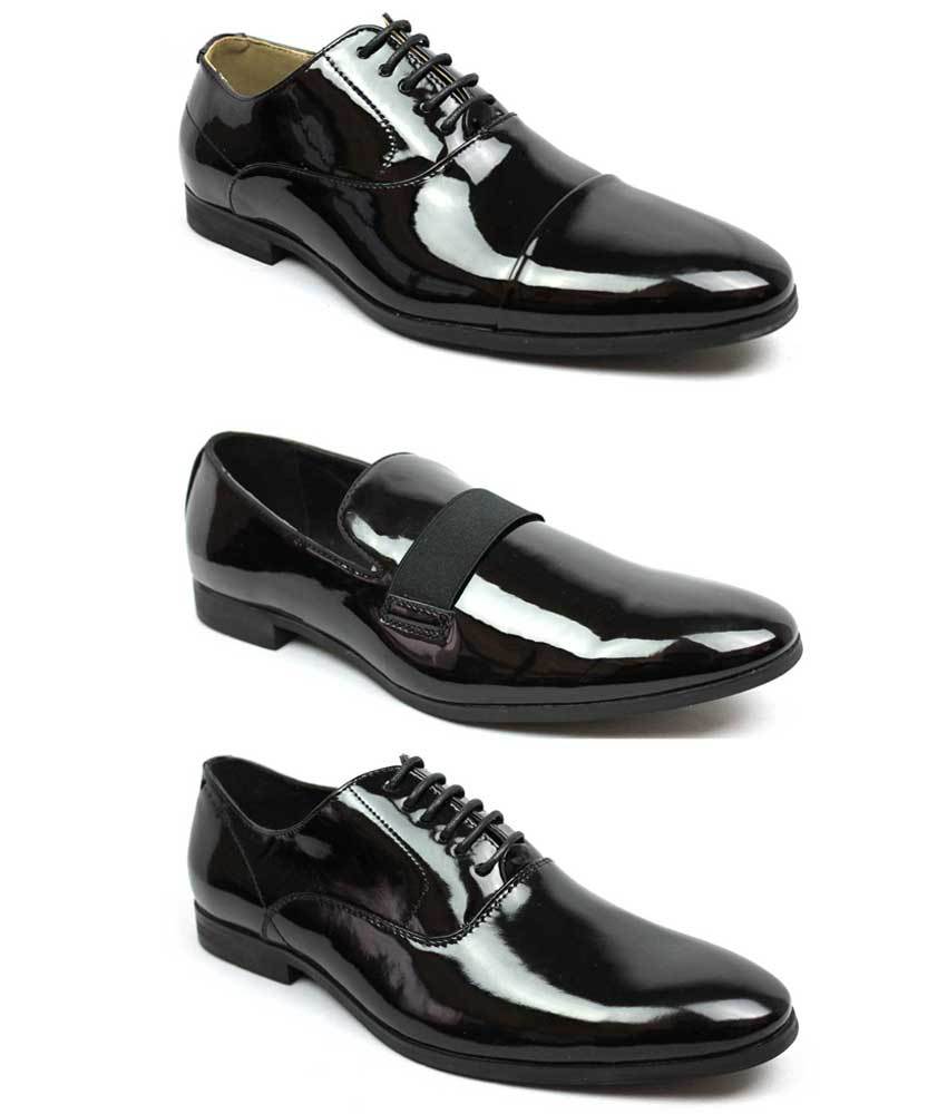 New Men's Black Patent Leather Tuxedo Dress Shoes Formal Shiny Wedding Prom AZAR