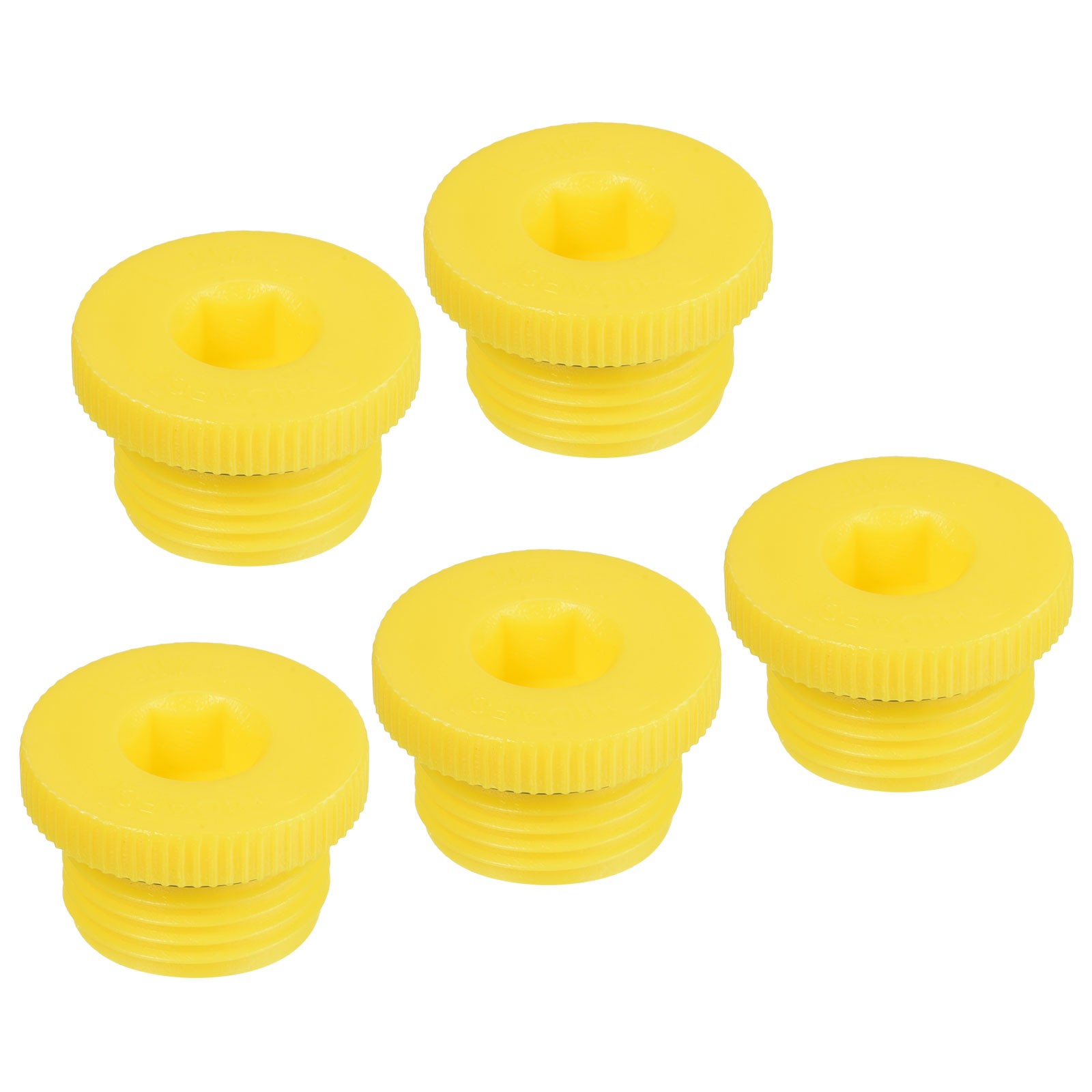 5pcs UNF7/8 Hold Plugs Plastic Male Thread Hex Socket Sealing End Cap, Yellow