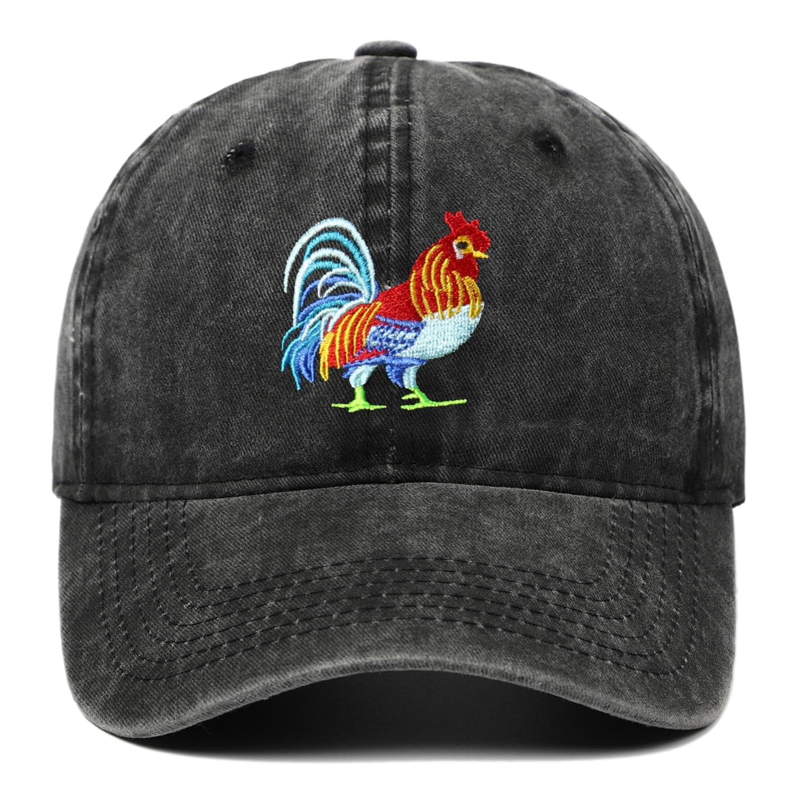 CJXPJZPLD Black Rooster Hat for Men Women Embroidered Chicken One Size,