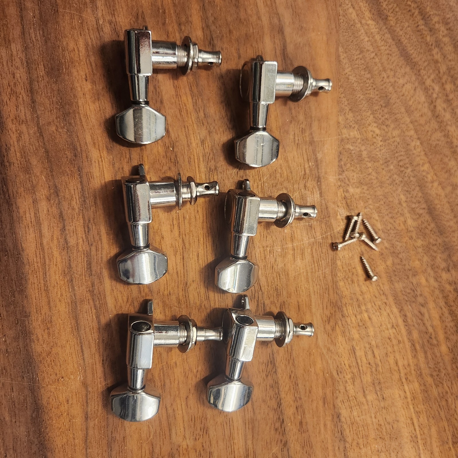 Guitar Tuning Machines - Import, Chrome, 6 on a side, angled stem