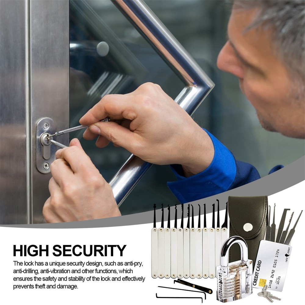 15Pcs Stainless Steel Key Training Tool Kit Key Remover Practicing Tool Set