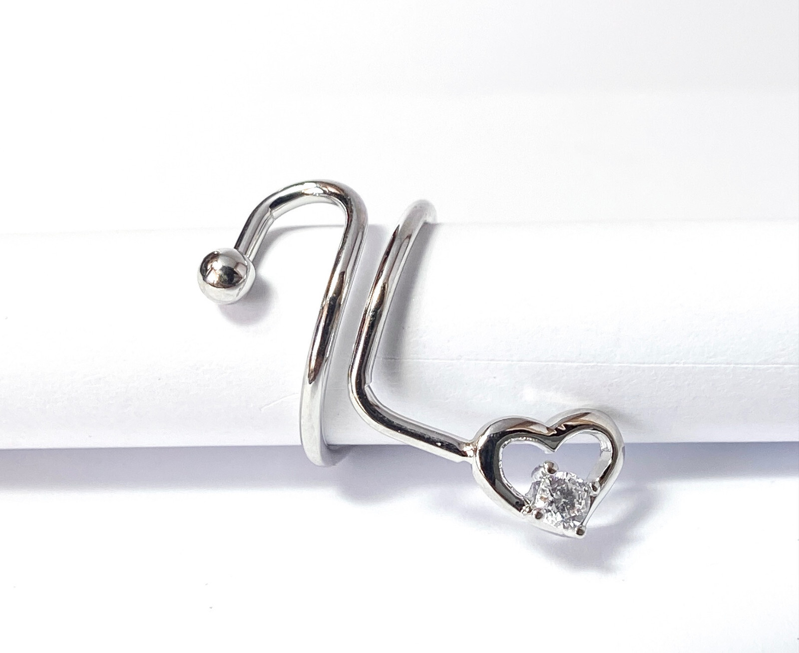 Heart Single CZ Gem Adjustable Nail Ring / Toe Ring Jewelry
