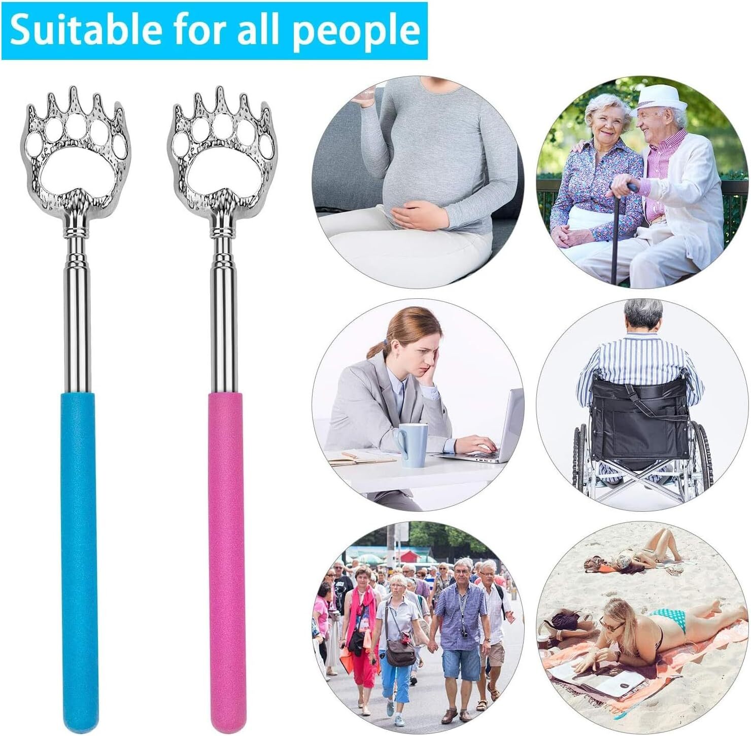 Bear Claw Telescopic Metal Back Scratcher Back Extendable Massager Gift 3 Pack