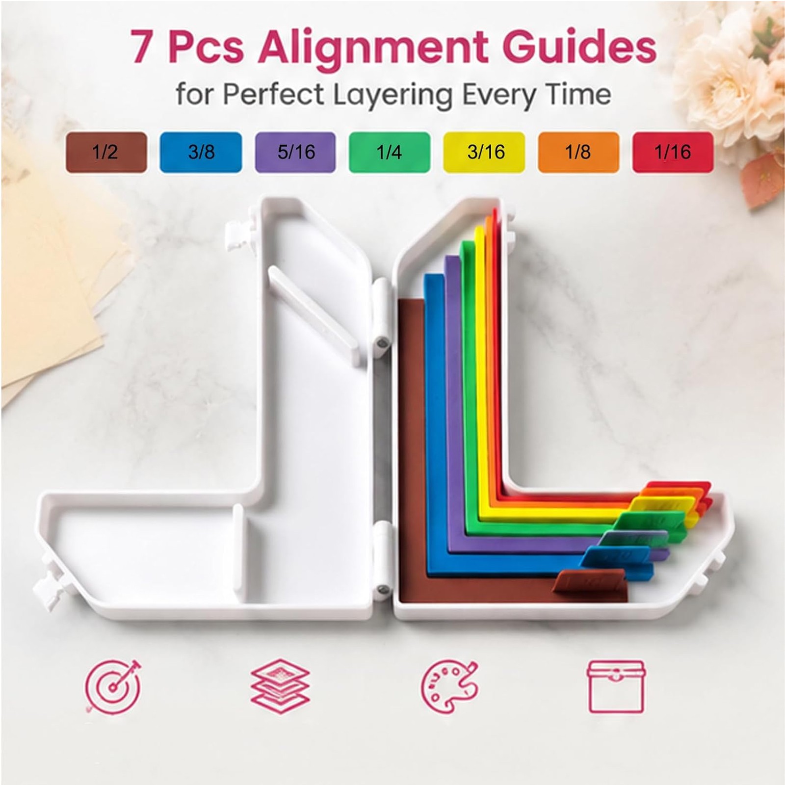7Pcs Paper Crafting Alignment Guides for Card Making and Scrapbooking