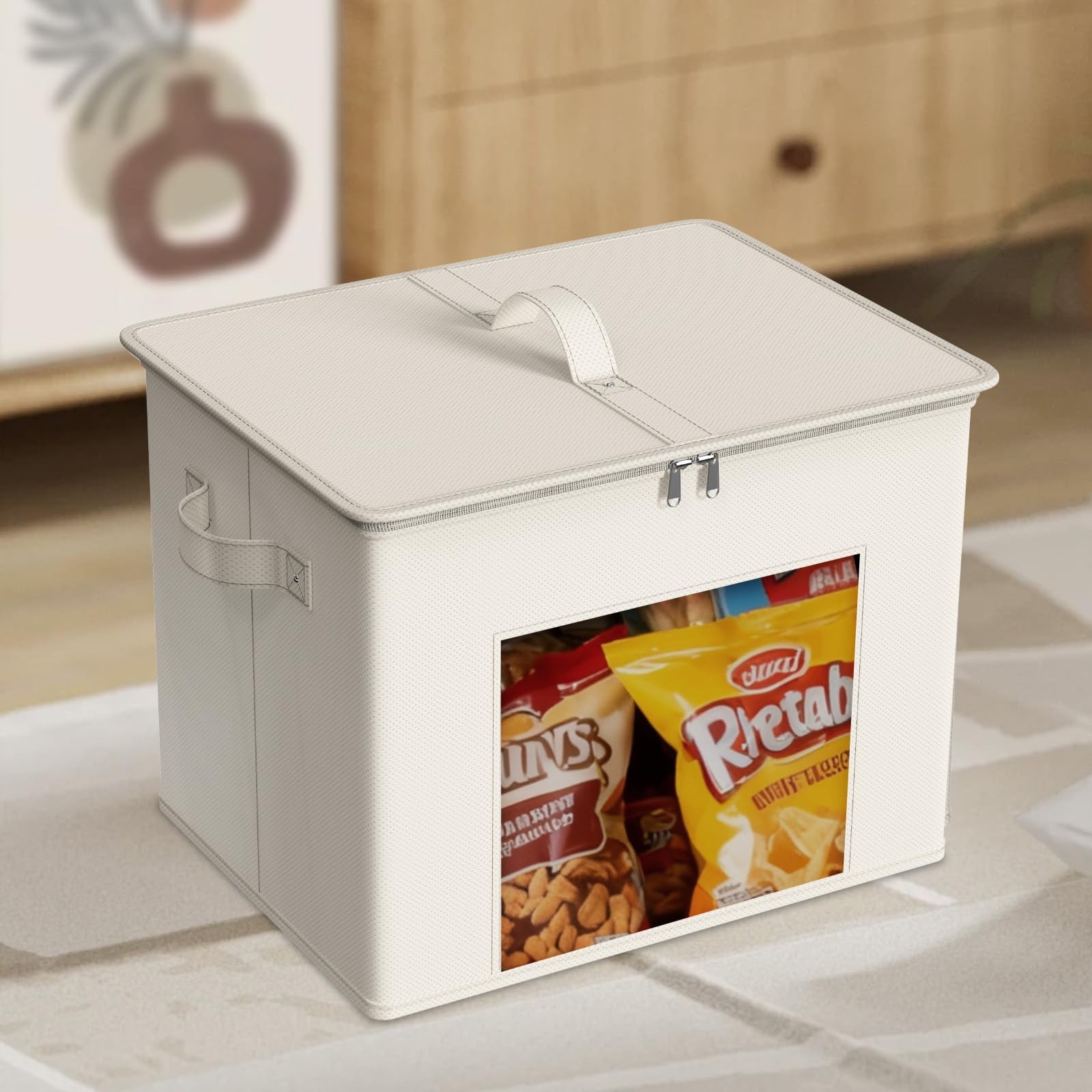 Fabric Storage Bins with Lid 4-Pack Stackable Cloth Storage Bins Sweater Orga...