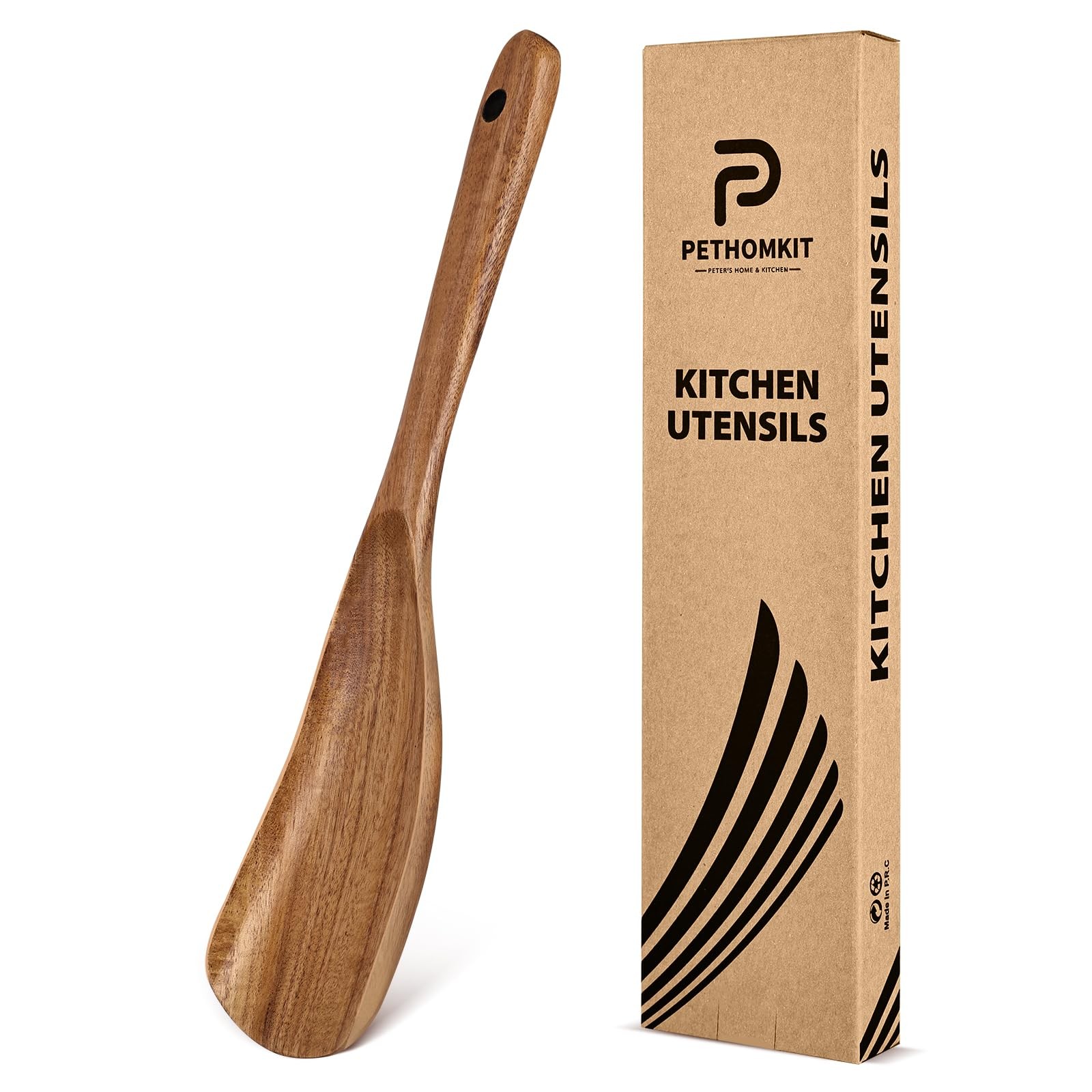 Wooden Spoons for Cooking, Multifunction Cooking Spoon Spatula, Teak Wood Han...